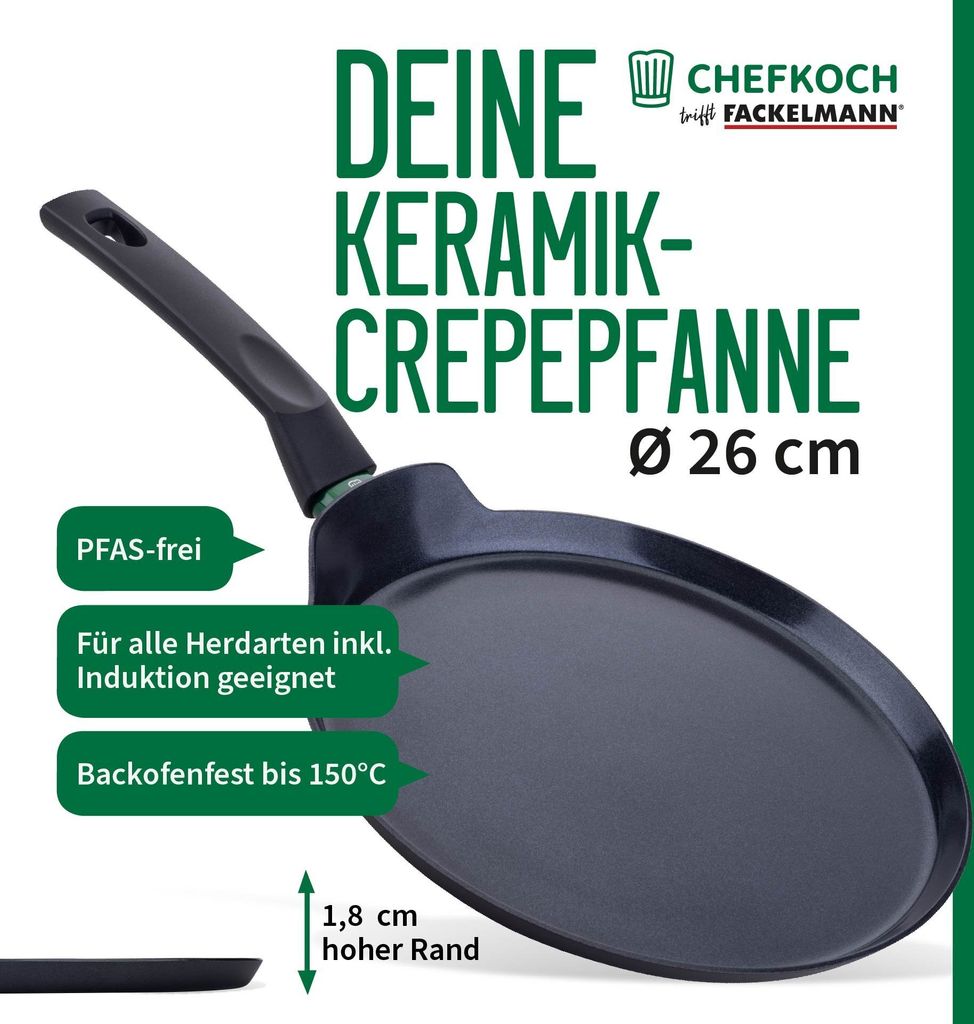 Chefkoch trifft Fackelmann: Hochwertige Keramik-Crêpepfanne Produktbild 