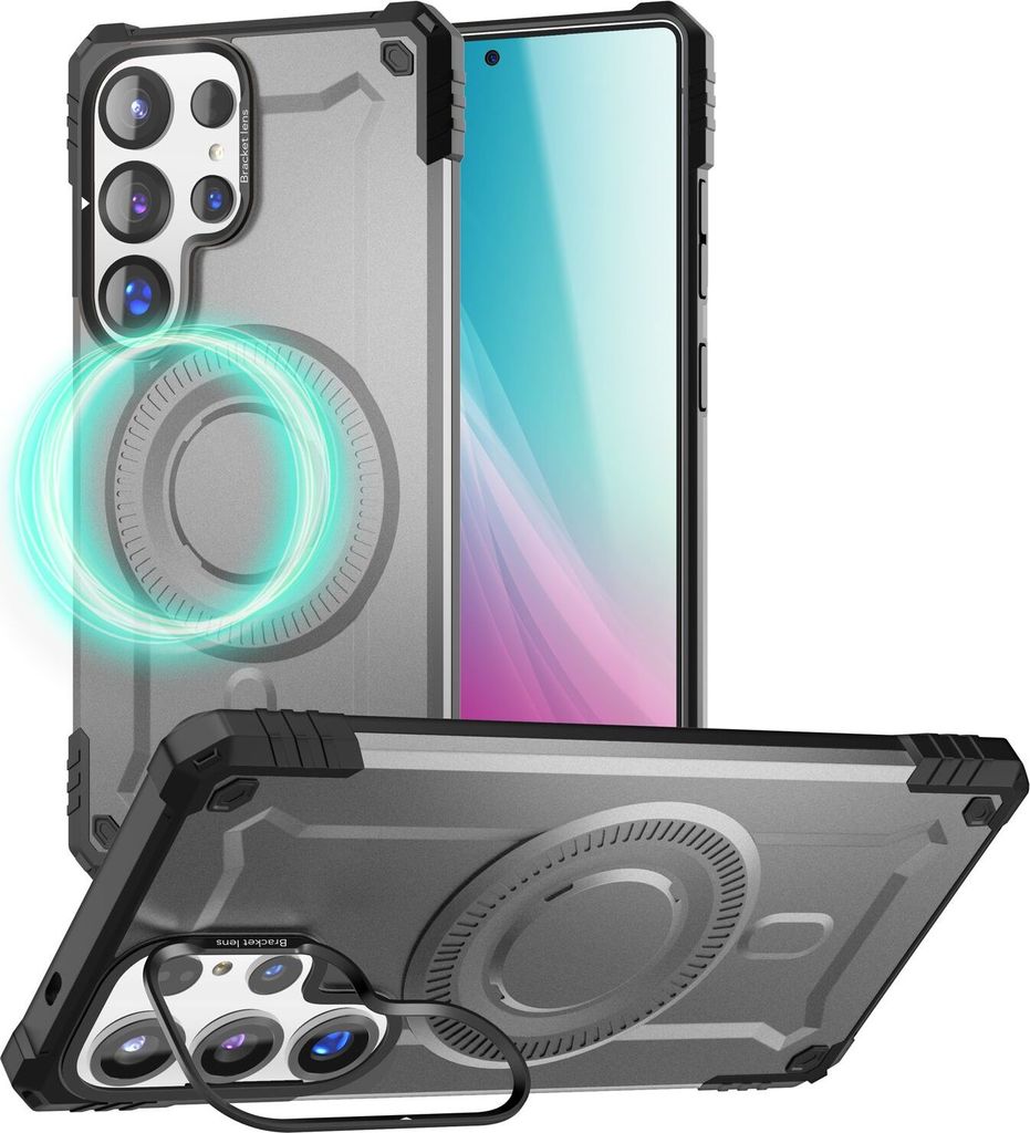 NALIA Magnetische Panzerhülle für Samsung Galaxy S25 Ultra – für MagSafe & Kamera-Stand – GRANITE (Outdoor) – Marke aus Berlin – Armor T...