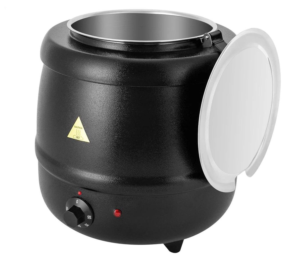 Elektrischer Suppentopf 10L - Gewerblicher Suppenwärmer - 400W 220V EU-Stecker - Temperatur einstellbar 35–80°C - Metall Gusseisen & Edelstahl ...