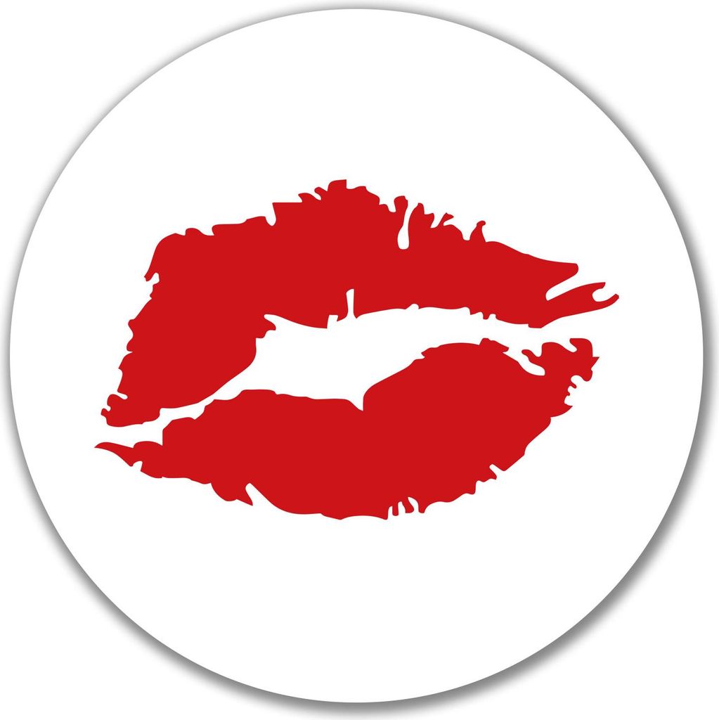 Huuraa Aufkleber Kussmund Lippen 10cm rund Sticker Geschenkidee