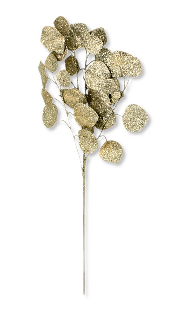 Kunstpflanze Eukalyptus 70 cm Zweig Strauch glitzer gold