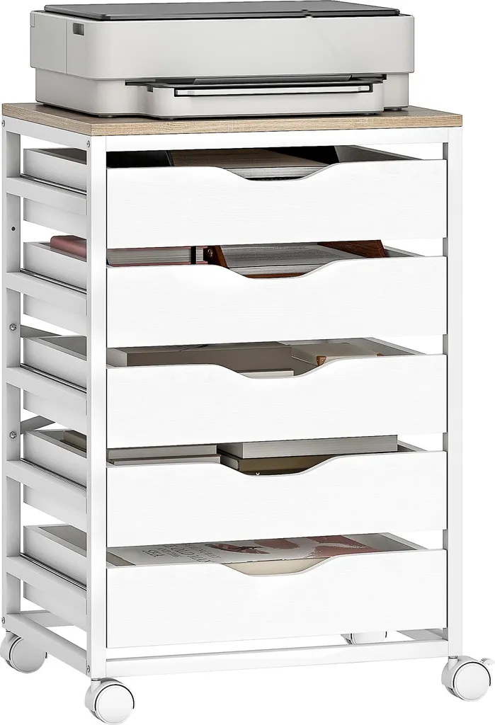 Meuble de Rangement sur Roulettes avec 5 Tiroirs pour Bureau à Domicile