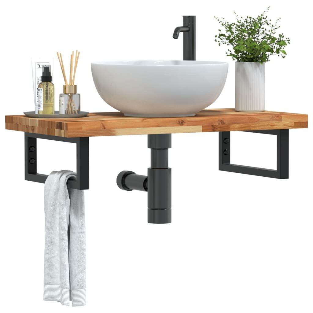 Maison Exclusive - Waschbeckenregal Wandmontage Stahl und Akazienholz