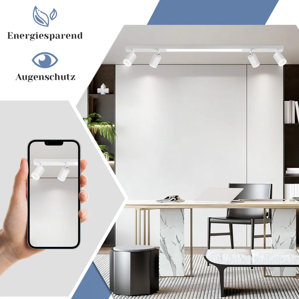 Luminaire Plafonnier LED Orientable à 350 Degrés avec Télécommande Incluse