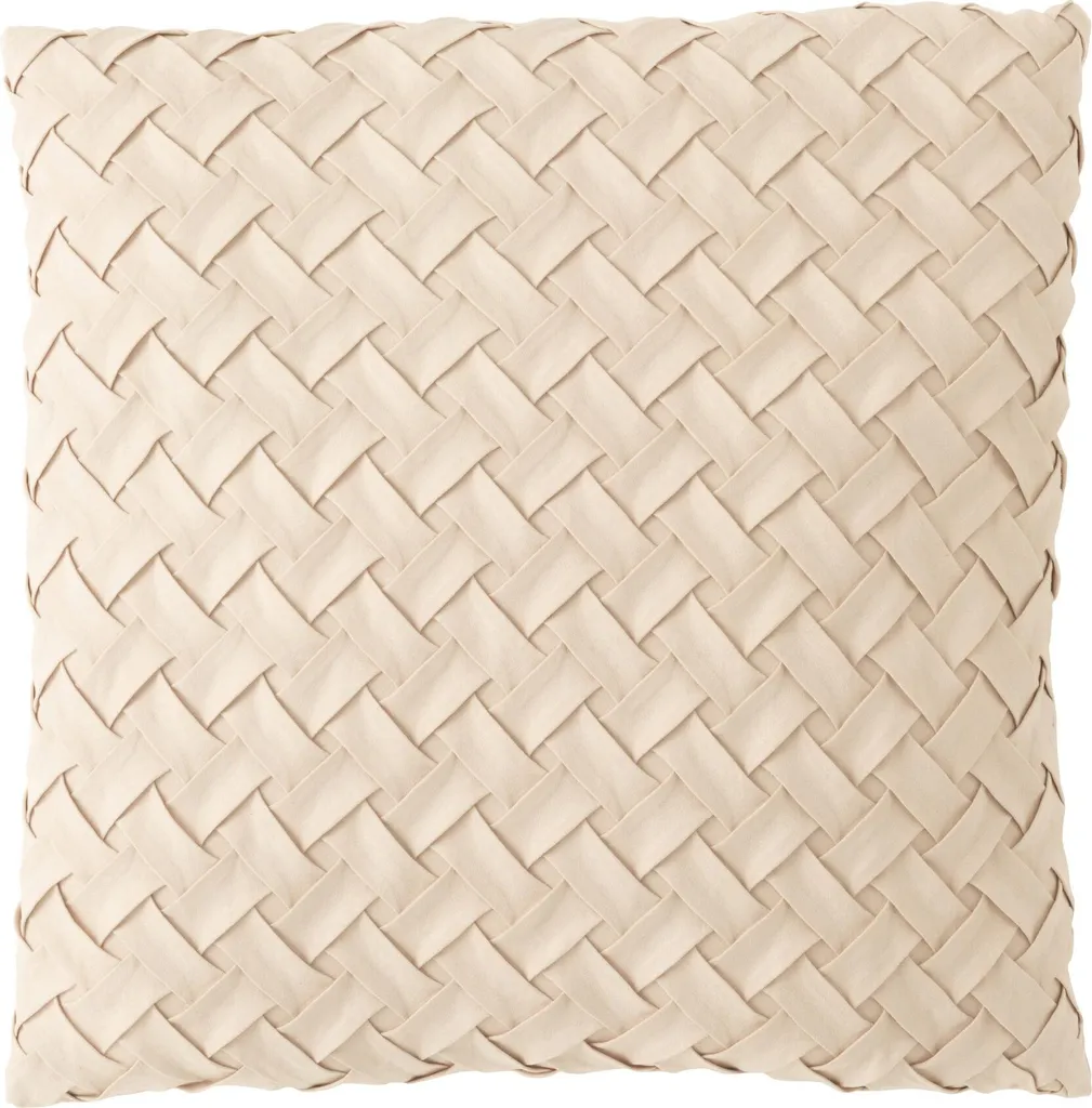 Coussin Beige Tissé J-Line en Polyester Résistant et Texture Relief