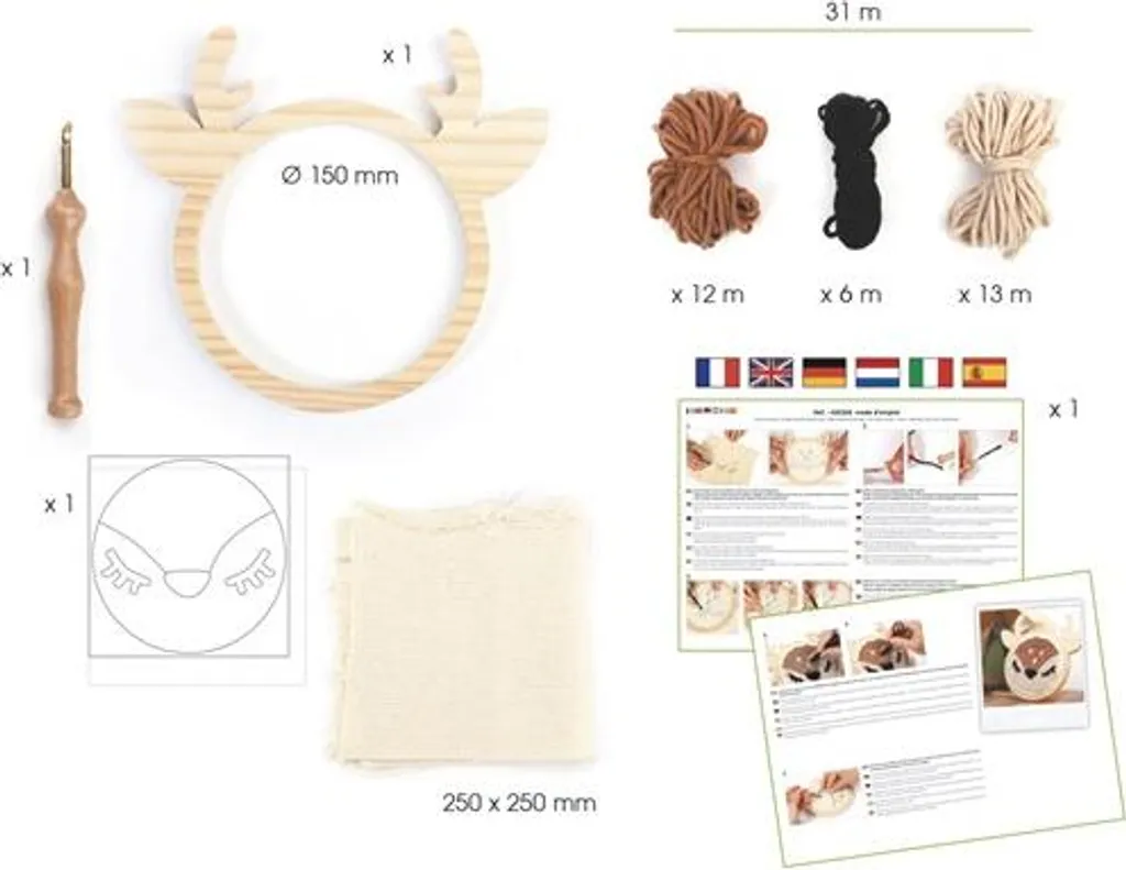 Activité Créative Punch Needle Biche - Kit DIY Idéal pour Débutants