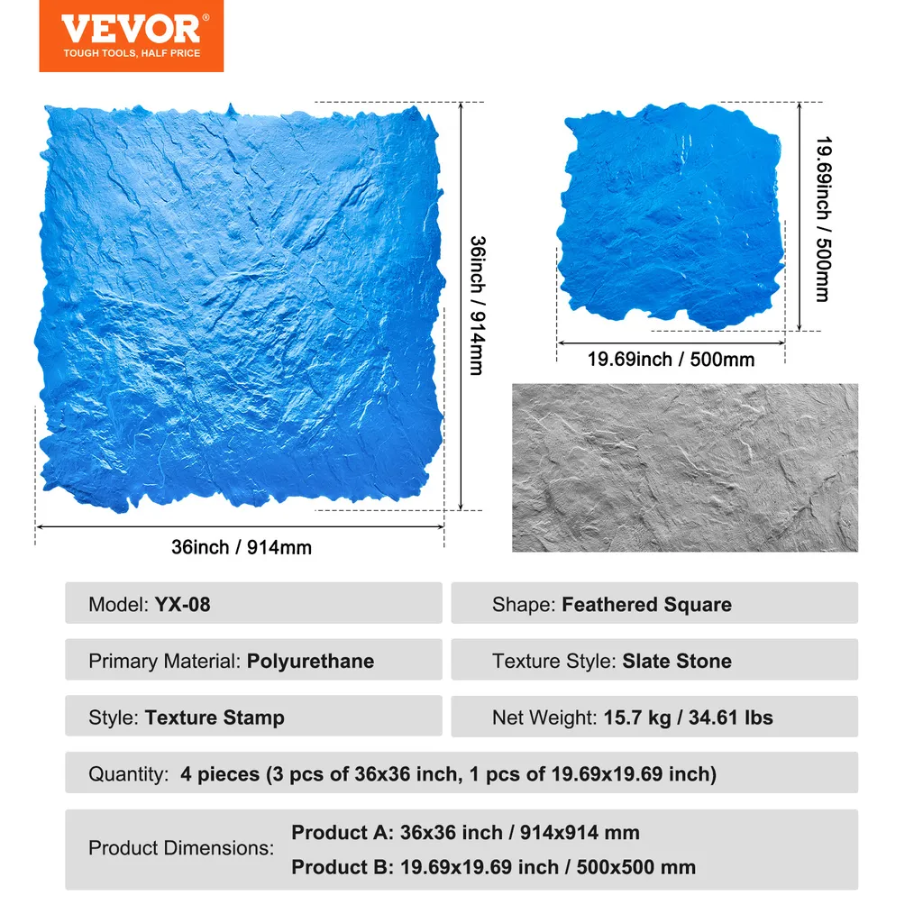 Tapis de Structure Béton Sans Couture Texture Ardoise en Polyuréthane