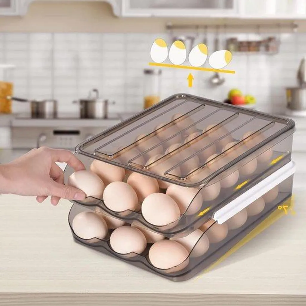 Range-œufs pour frigo automatique : stockage 2 étages pour 36 œufs frais