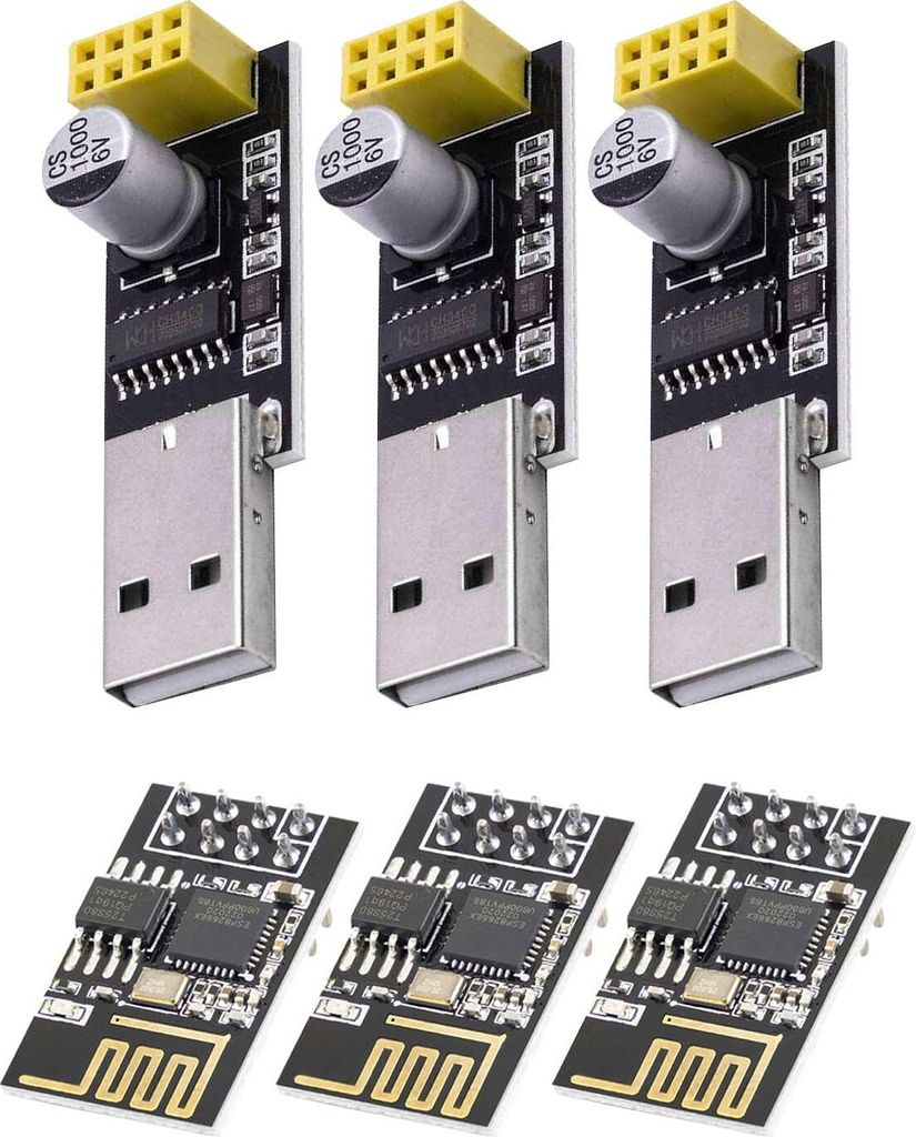 AZ-Delivery Mikrocontroller ESP8266 ESP-01S mit USB-Adapter Wlan WiFi Modul, 3x Set