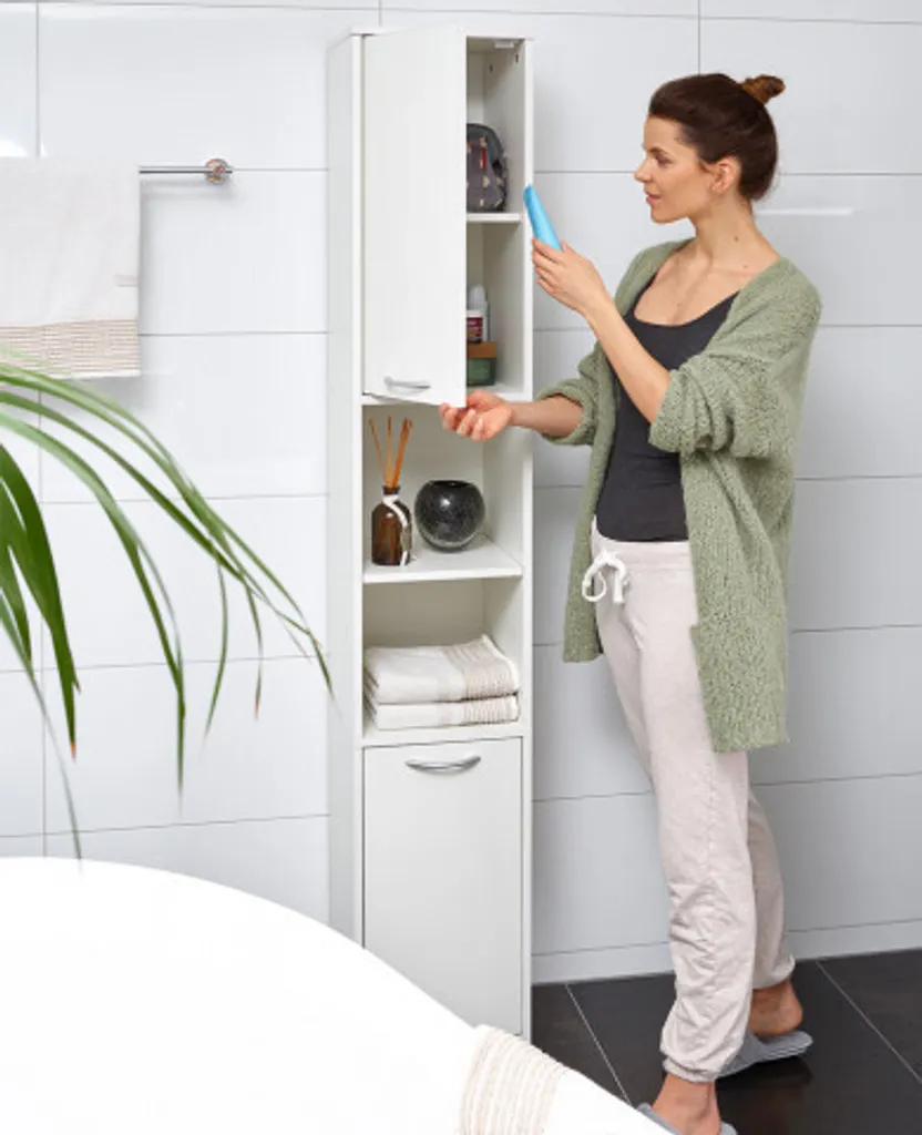 Mobiletto Bagno Alto CASARIA 180x30x30 | Arredo Bagno Salvaspazio Bianco - 12
