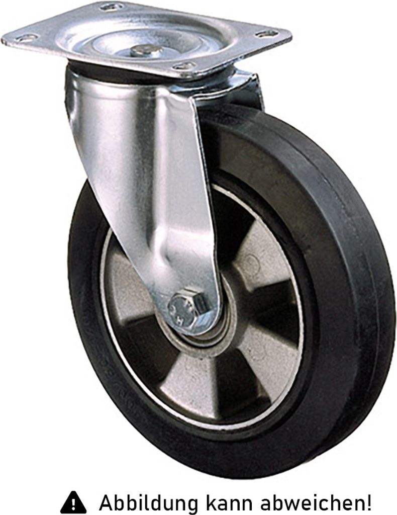 Rollcart Schwerlast Elastik-Lenkrolle Ø125x40mm 200kg Tragkraft mit Guss-Felge