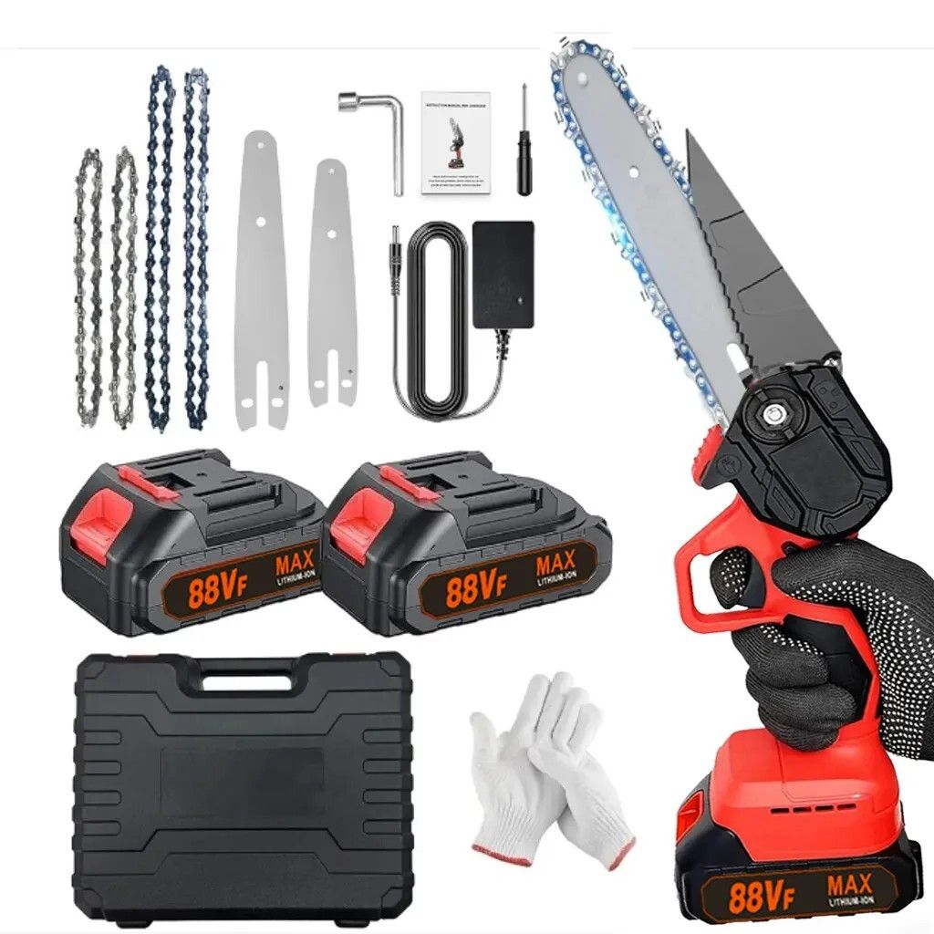 4/6" Zoll Akku Kettensäge, Elektrokettensägen, Kleine Handheld Elektrische Kettensäge Kabellos,Motorkettensäge Motorsäge Mini Einhandsäge mit...