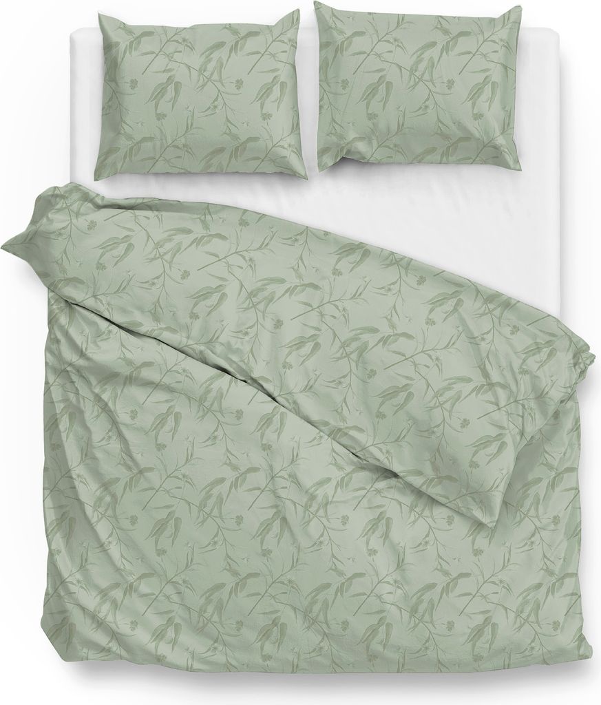 Zo!Home Mako Satin Fiori di Satinado Bettwäsche 200 Foam Green Foam-Green 1 Bettbezug 200x200cm + 2 Kissenbezug 80x80cm