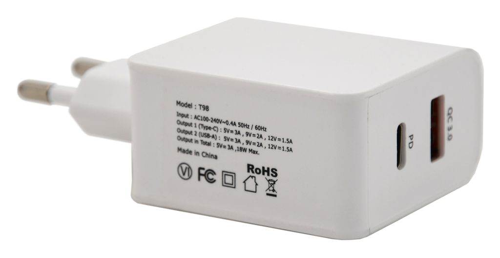 Caricatore Rapido QC 3.0 18W – Alimentatore USB Con 5V/3A, 9V/2A, 12V/1.5A, Adattatore Da Muro Per Smartphone, Certificato CE/FCC