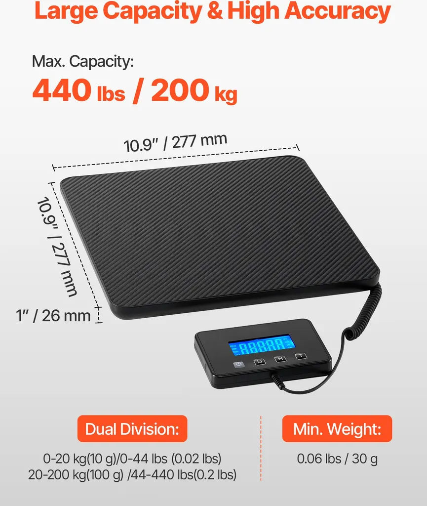 Bilancia Digitale Per Pacchi Nilpferd Fino A 30 Kg, Precisione 1 G, Bilancia Multiuso Per Casa Ufficio Magazzino – Display LCD, Batterie Incluse, Nero