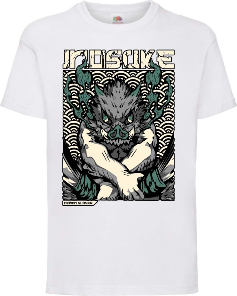 Kinder T-Shirt Demon Anime Slayer Hashibira Inosuke Two Sowrds Slayer, 9-11 Jahr - 140 / Weiß