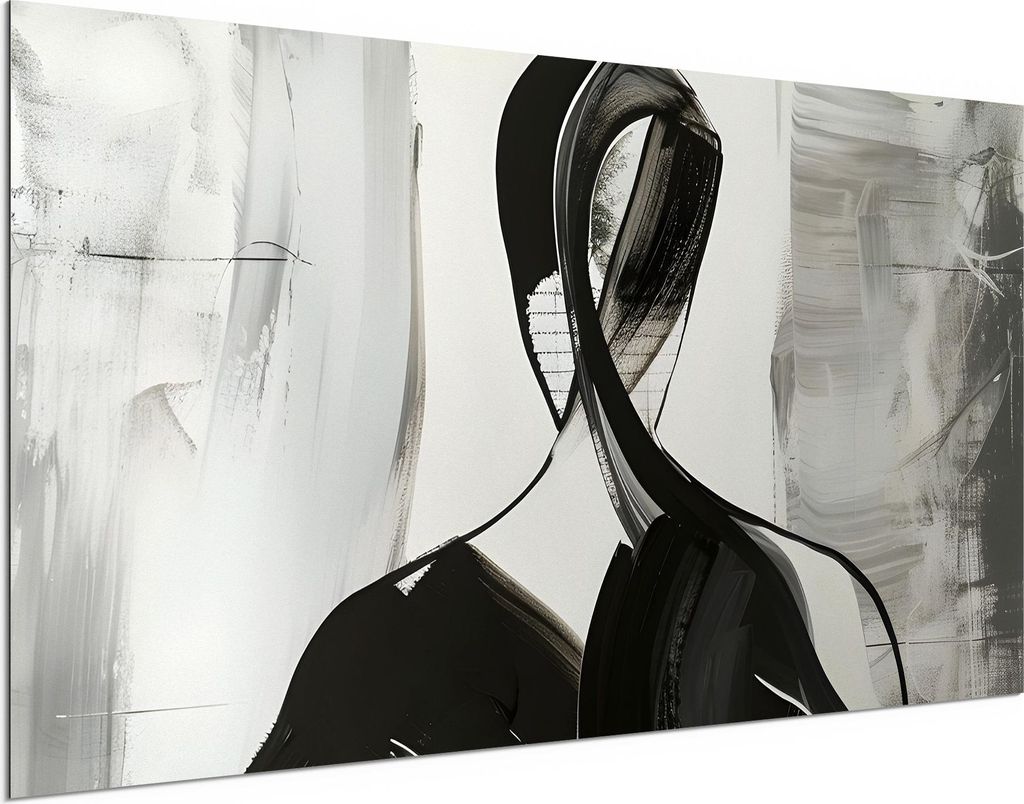 DEQORI Alu-Dibond Bild Weiß 100x50 cm 'Dynamik der Stille' Wandbild Metall dünn Design