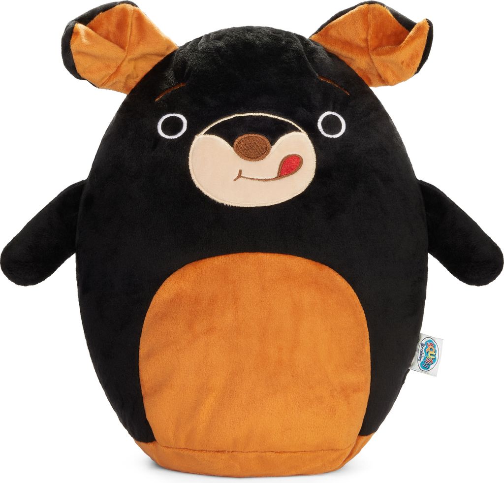 SQUISHBRUBIES Benny der Hund - 35 cm Kuscheltier - Superweiches Plüsch Stofftier zum Kuscheln, Verschenken und Sammeln - Schwarz und Braun