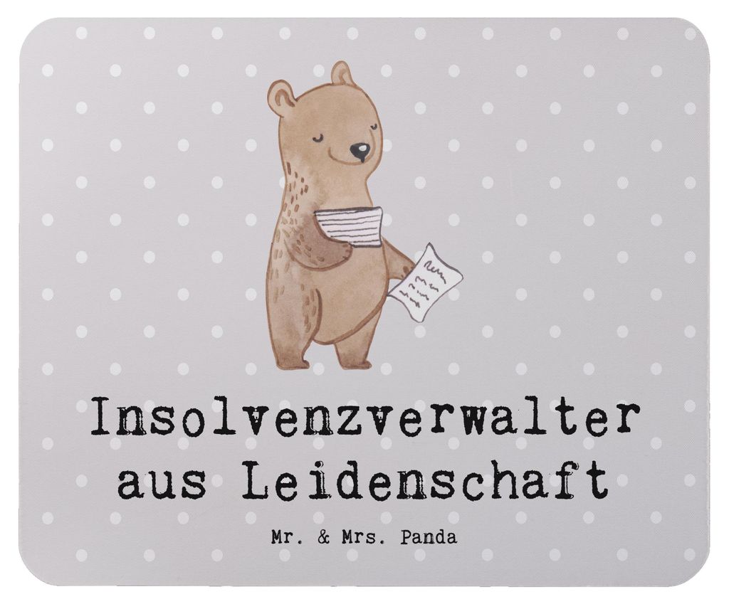 Mr. & Mrs. Panda Mauspad Insolvenzverwalter Leidenschaft - Grau Pastell - Geschenk, Mousepad, Mouse Pad, mausteppich, pc, mausunterlage