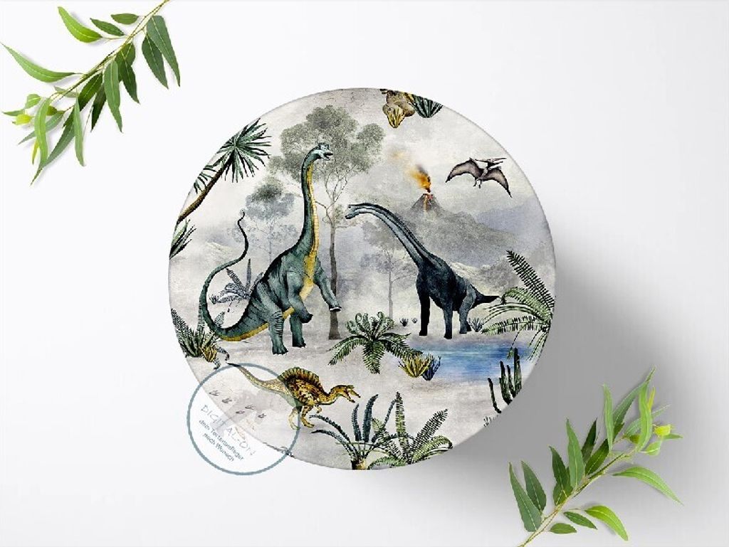 Für die Geburtstags Torte, Zuckerbild mit dem Motiv: Dinosaurier , Dino, Essbares Foto für Torten, Fondant, Tortenaufleger Ø 20cm, 0401c
