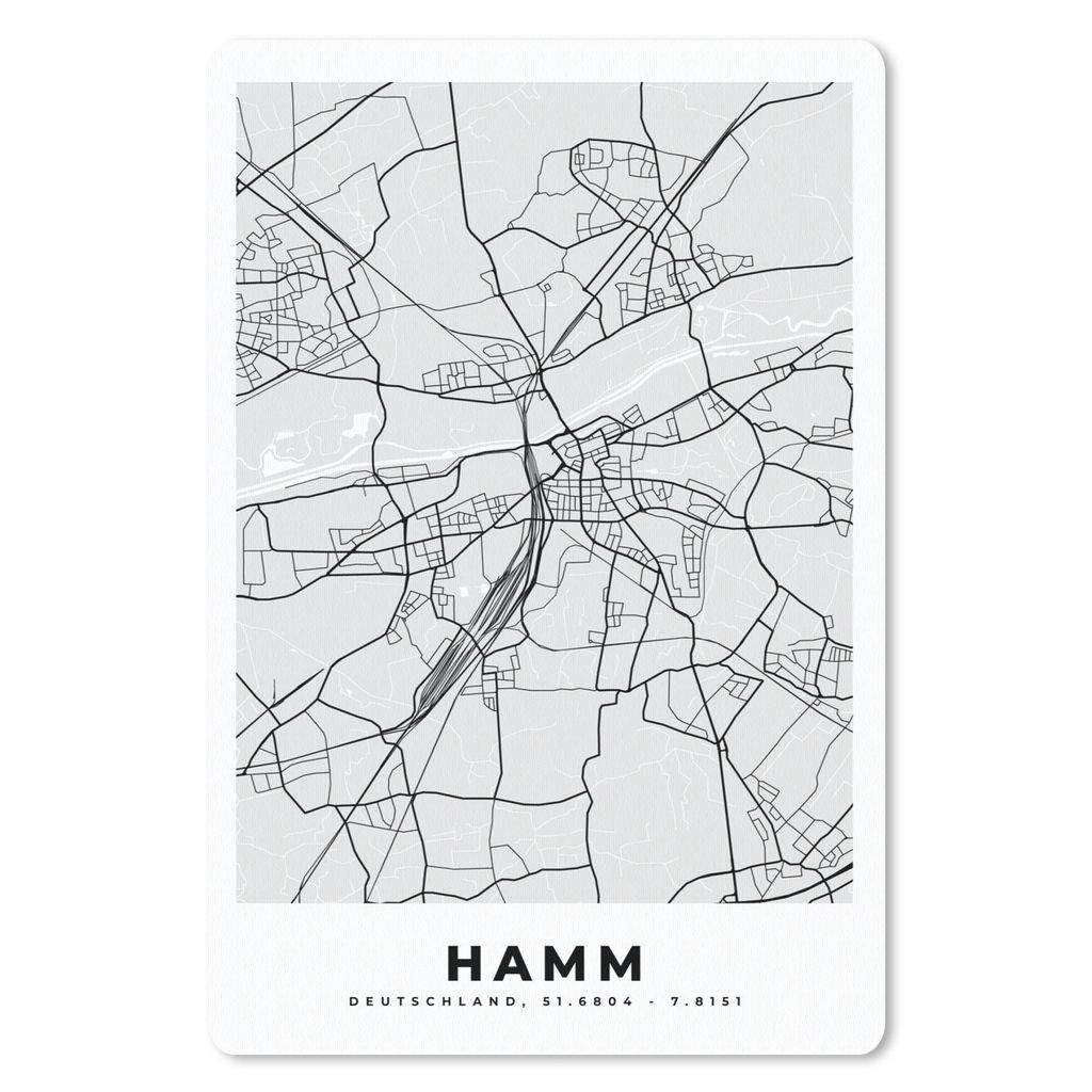 MuchoWow Mauspad Mousepad Karte - Hamm - Stadtplan - Deutschland 40x60 cm - Mousepads - Maus Mat - Pad - Mausunterlage - Schreibtisch Accesoire