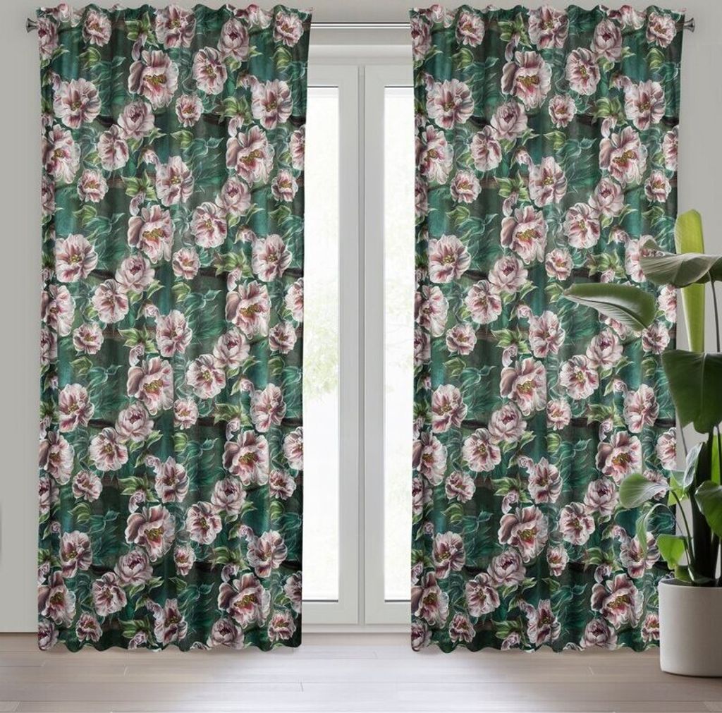 Vorhang PALMERA grün 140x270 cm Kräuselband SZEL