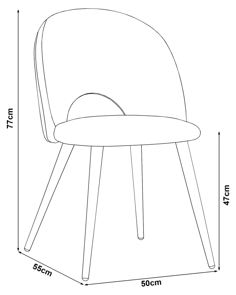 Lot de 2 chaises Karijoki salle à manger velours beige et métal 77x50cm