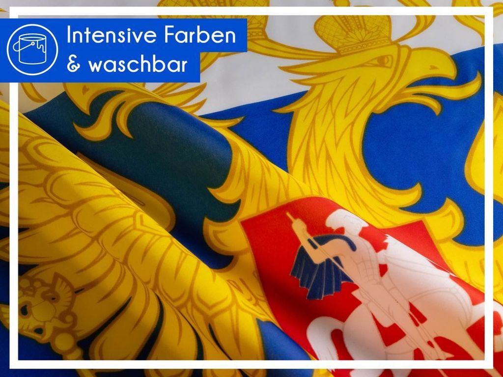 Russland Flagge Mit Wappen – 150x90 Cm, UV-beständig, Aus Strapazierfähigem Material
