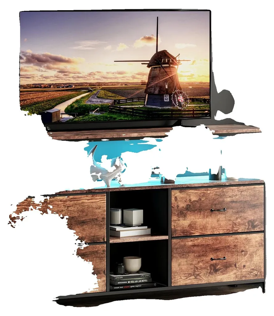 Meuble TV compact 108 cm LED : la solution stable pour petit espace salon