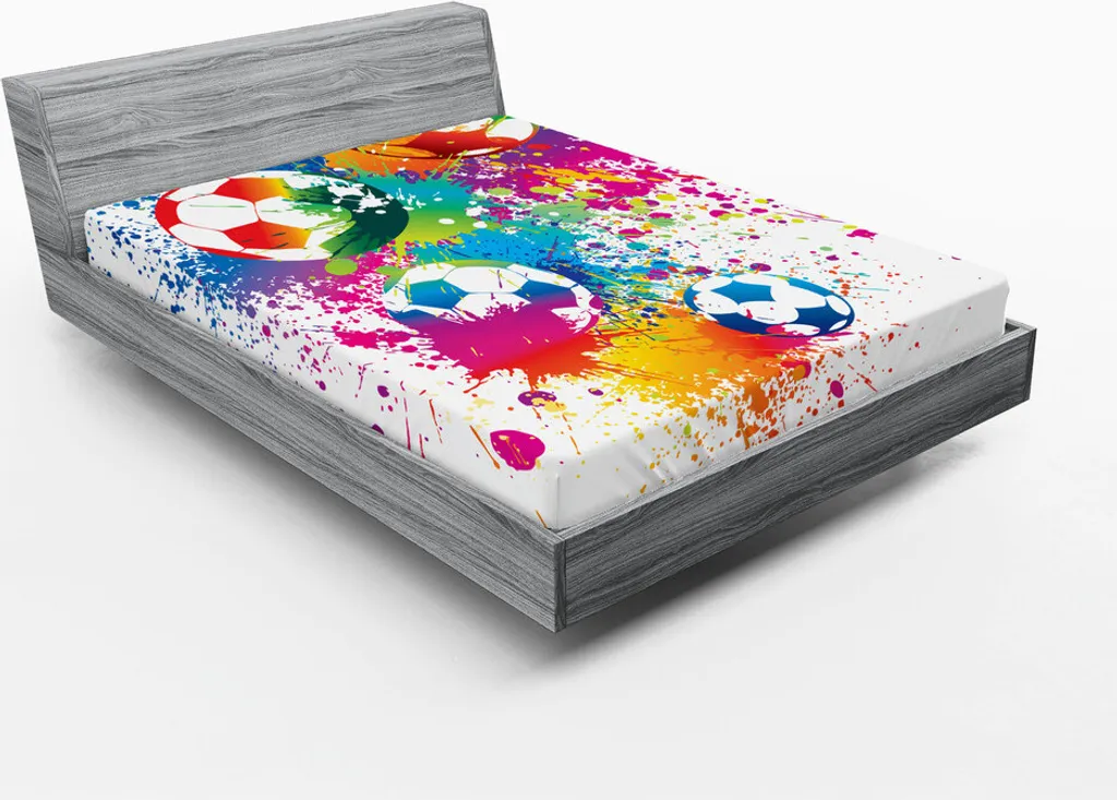 Drap-housse de Lit 180x200 cm Design Football pour Décoration Sportive