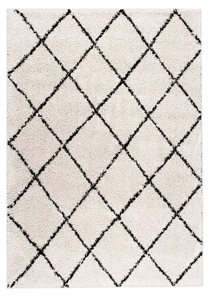 Teppich Hochflor - Grand Lines Cremefarben Schwarz Produktbild 