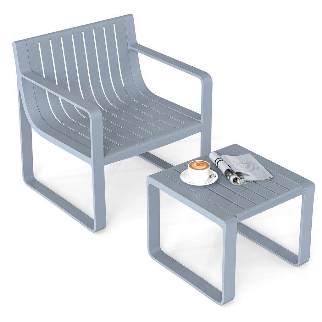 COSTWAY 2-teiliges Gartenmöbel Set, Balkonmöbel Set PP Produktbild 