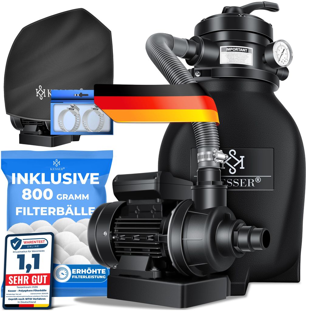 KESSER® Sandfilter Sandfilteranlage + 800g Filterbälle Produktbild 