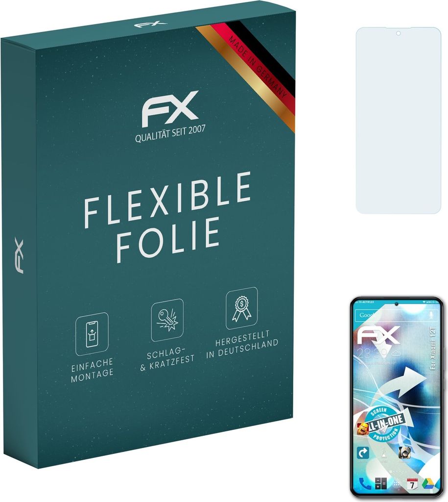 atFoliX FX-ActiFleX 3x Schutzfolie kompatibel mit Xiaomi 12T Folie