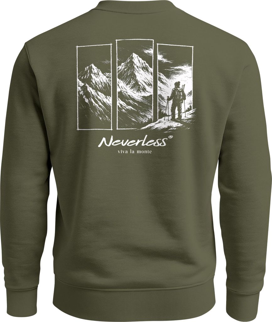 Sweatshirt Herren Pullover Outdoor Berge Backprint Nature Grafik Fashion Streetwear Männer Neverless