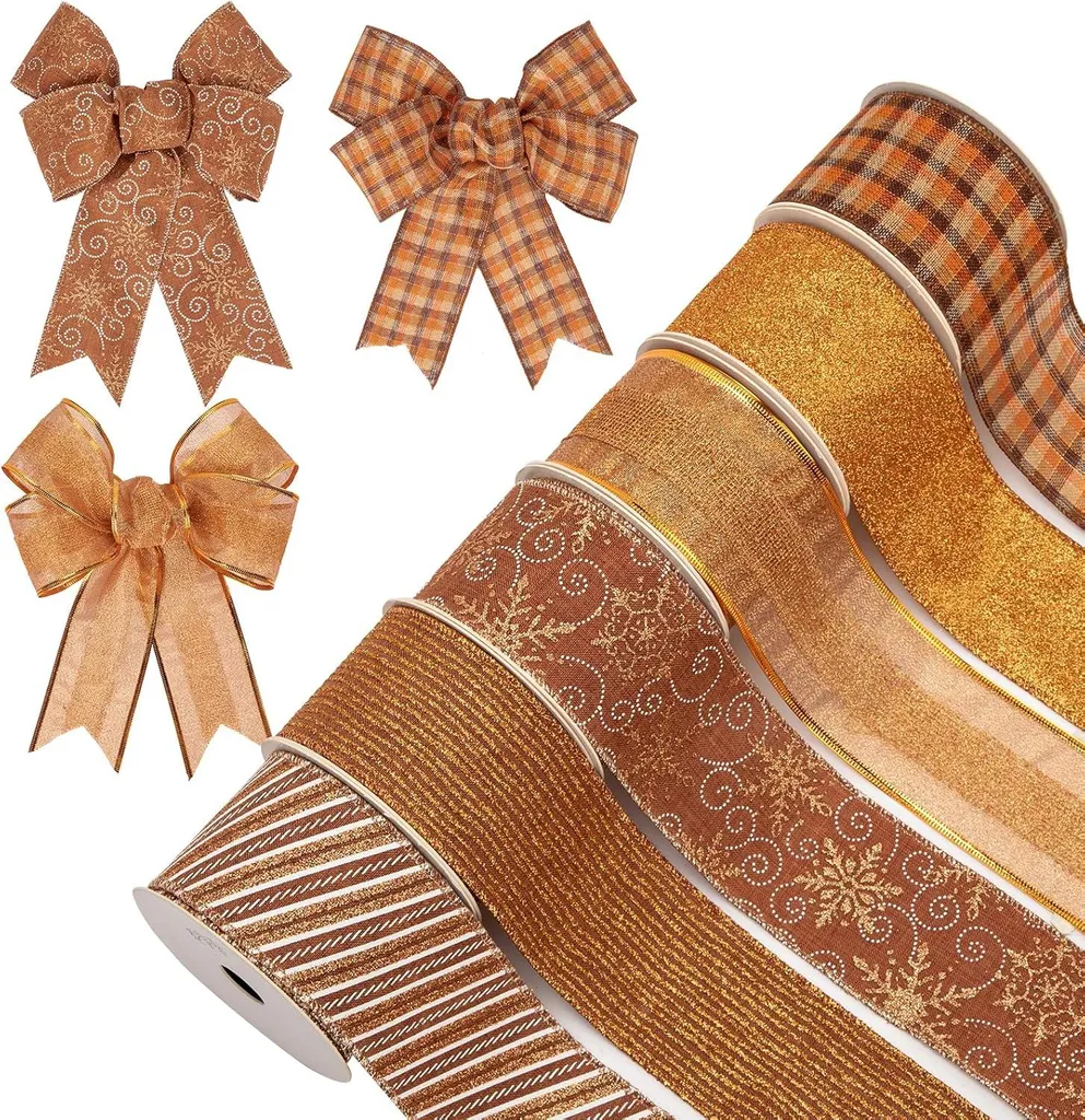Ruban de Noël bronze flexible 63mm - Fini les noeuds qui tombent ! DIY