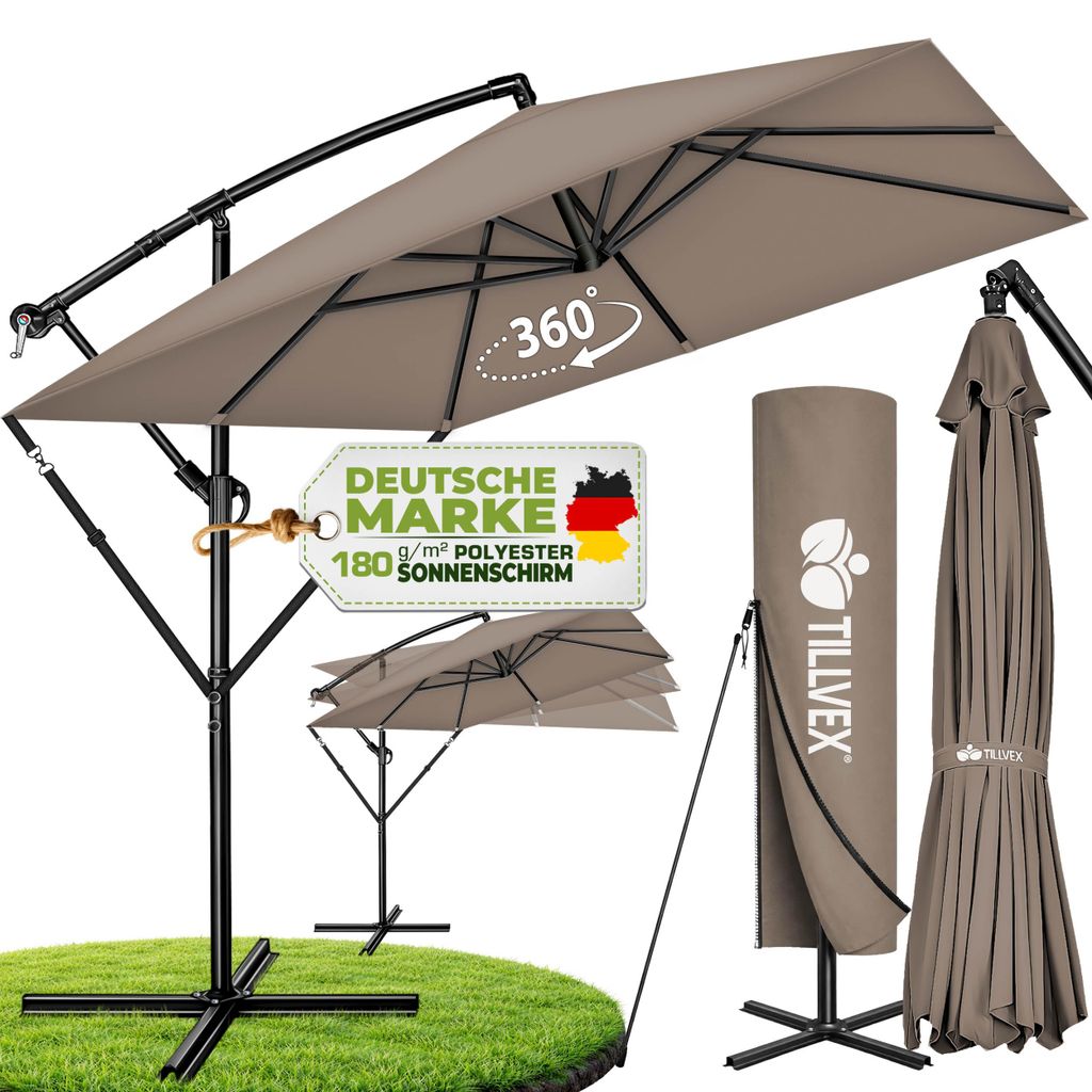 tillvex® Ombrellone rettangolare in alluminio Ø 330 cm Immagine del prodotto 