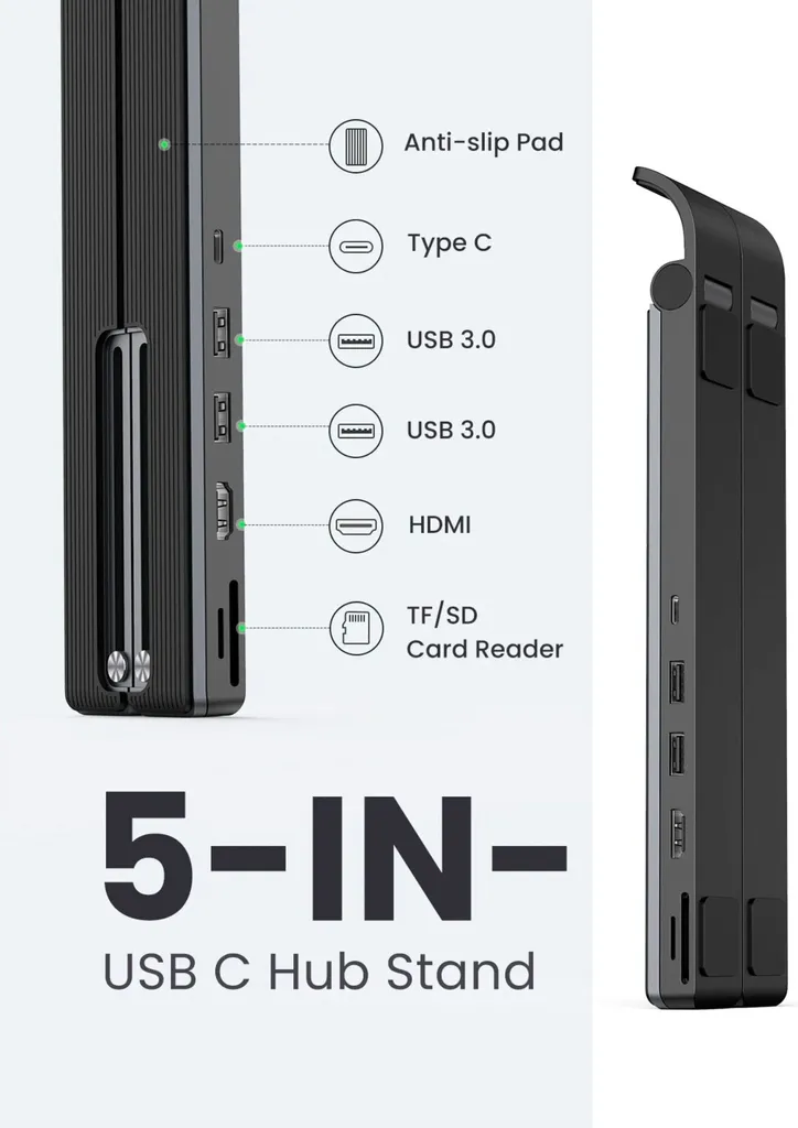 Station d'accueil USB-C 5-en-1 Hub et Support Pliable Aluminium X-Kit - 2