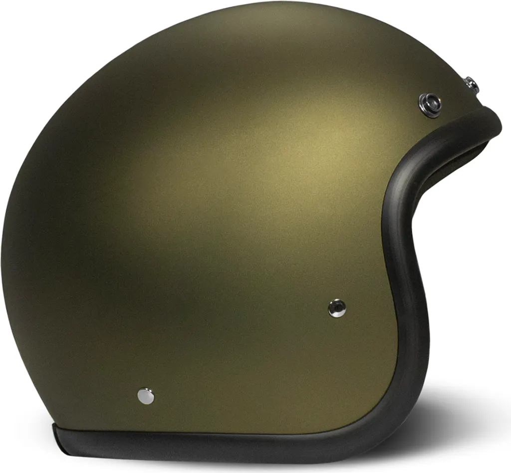 Casque Jet DMD Retro Vert Or Mat Taille XL pour Moto Cafe Racer Vintage