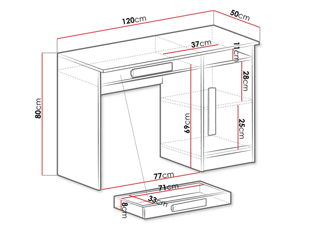 Bureau Compact Blanc Brillant TUCHIN - Solution Petit Espace Design