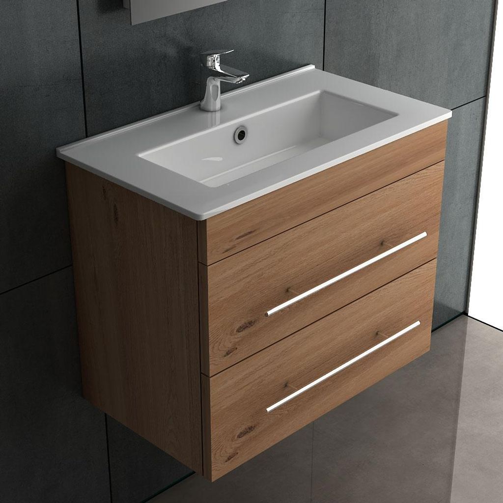 Alpenberger Waschbecken Badezimmer Waschtisch mit Unterschrank 60 cm Breit Hängend | Gäste WC Waschbecken mit Unterschrank Bad Möbel Modern Set ...