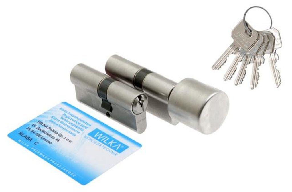 WILKA 1400 40/45 + 1405 45G/40 Profilzylinder Set mit Knauf, mattnickel, 5 Schlüsse