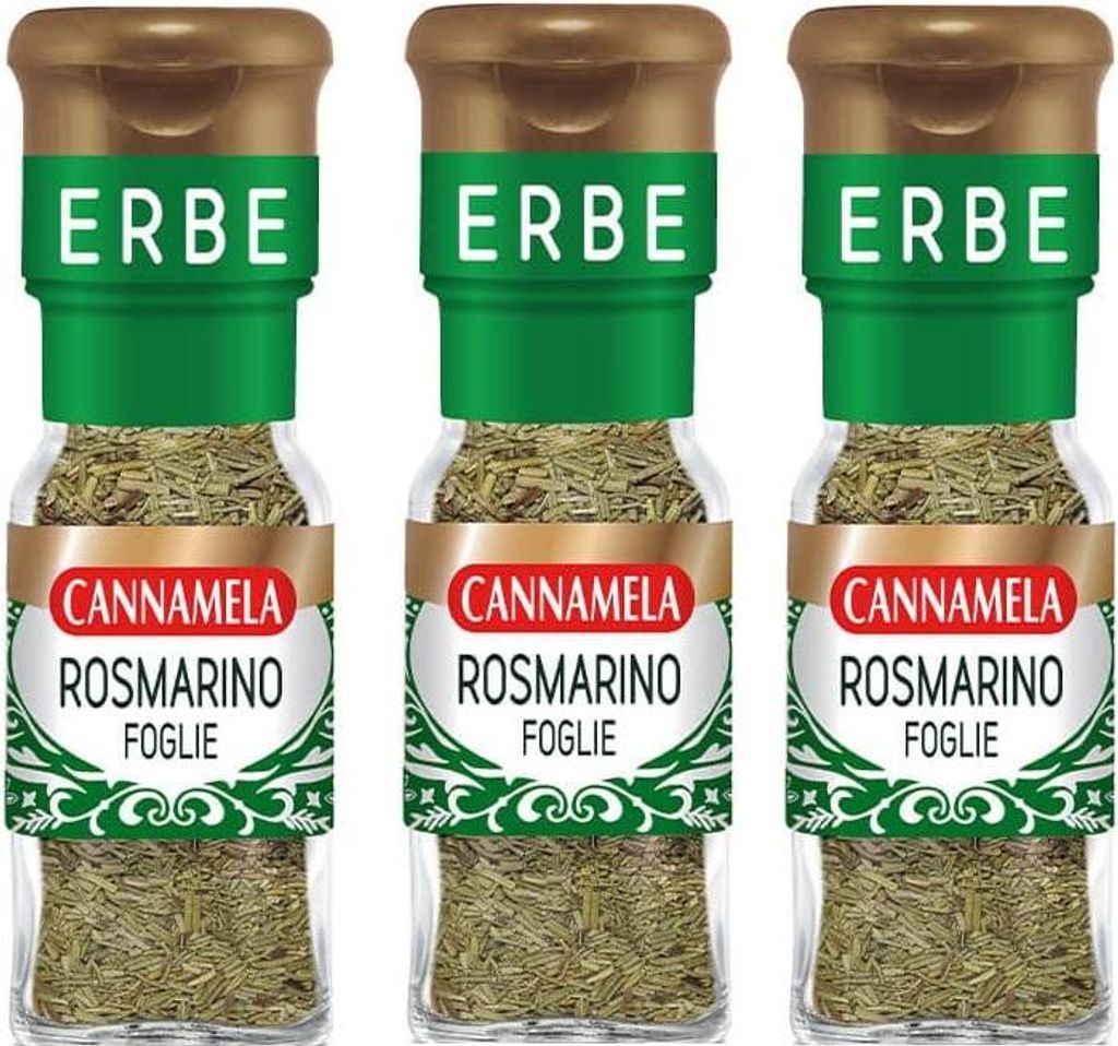 3x Cannamela Foglie di Rosmarino essiccate e frantumate Getrocknete Rosmarinblätter 14g Gewürze und Kräuter