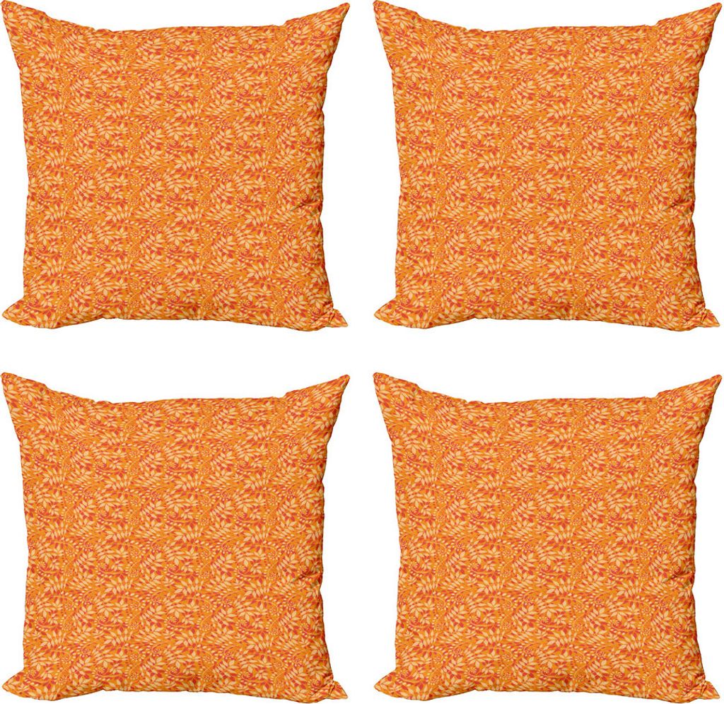 ABAKUHAUS Blätter Kissenbezug Set (4 Stück), Abstraktes Blatt Birnen Herbst, Moderner Doppelseitiger Digitaldruck, 60 cm x 60 cm, Marigold Dunkle...