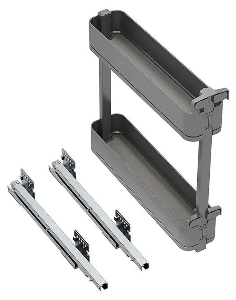 Porte-bouteille extractible Harmony 150mm en acier et bois anthracite