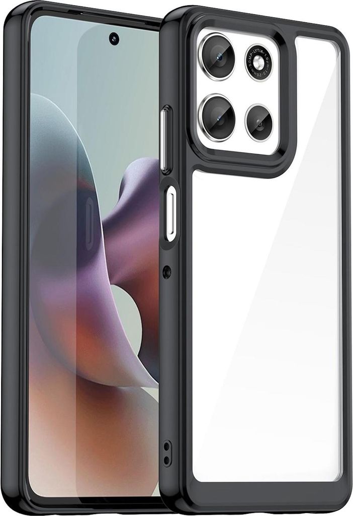 Für Motorola Moto G56 5G Colorful Series TPU / Acryl Hybrid Schutz Hülle Schwarz