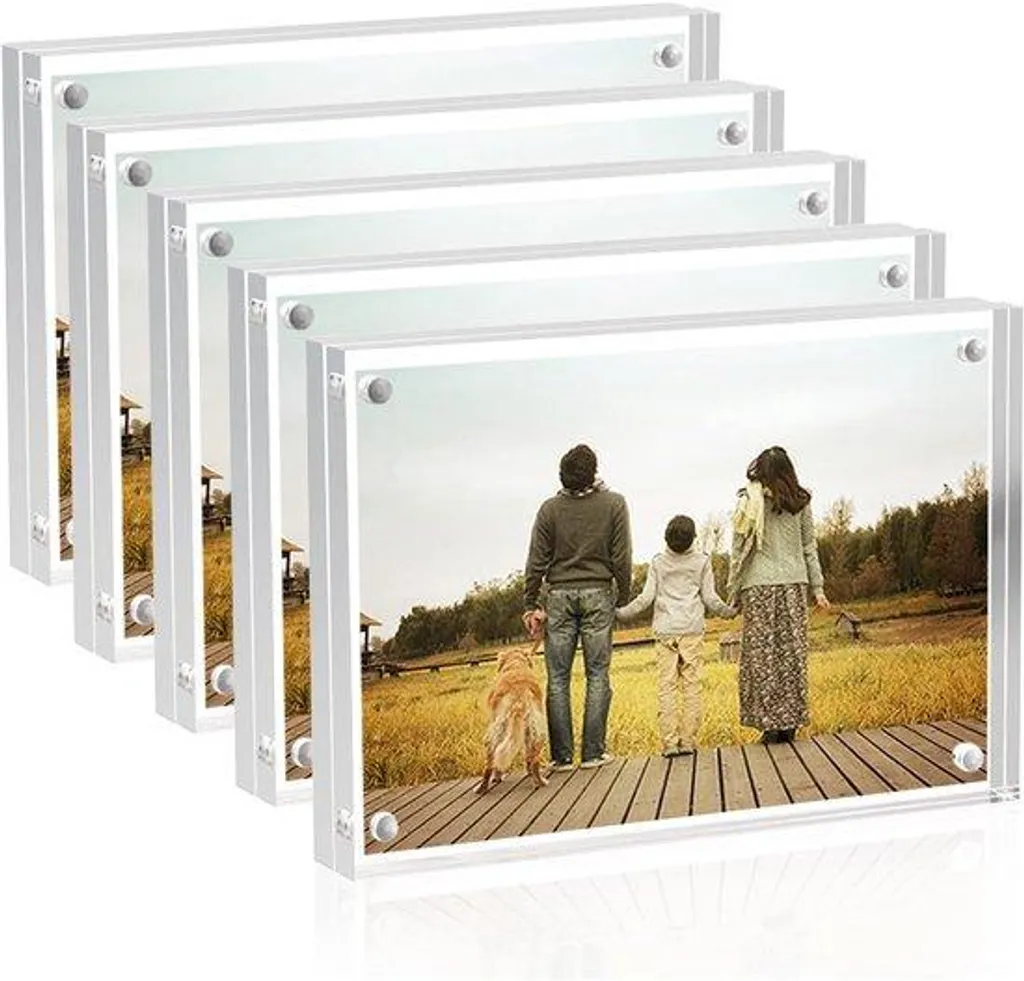 Porte-photo magnétique double face en acrylique 6x9 cm - Lot de 5 pièces