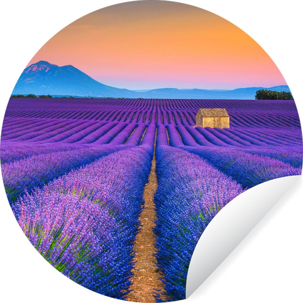 MuchoWow Runde Wandtattoo - Wandsticker Tapete Aufkleber Lavendel - Lila - Blumen Ø 30 cm Selbstklebend und Repositionierbar - Wandaufkleber - K...