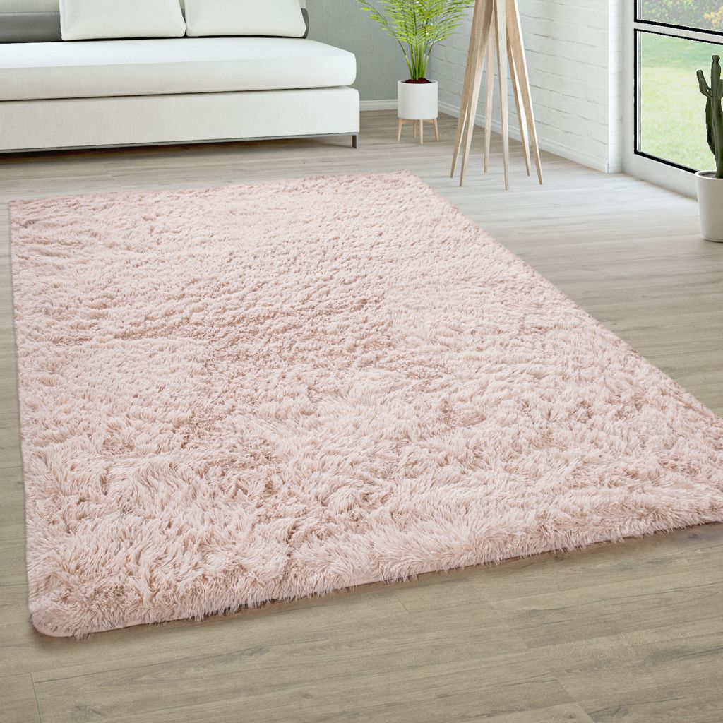 Hochflor Teppich Wohnzimmer Fellteppich Kunstfell Shaggy Flauschig Einfarbig Grösse 200 cm Rund