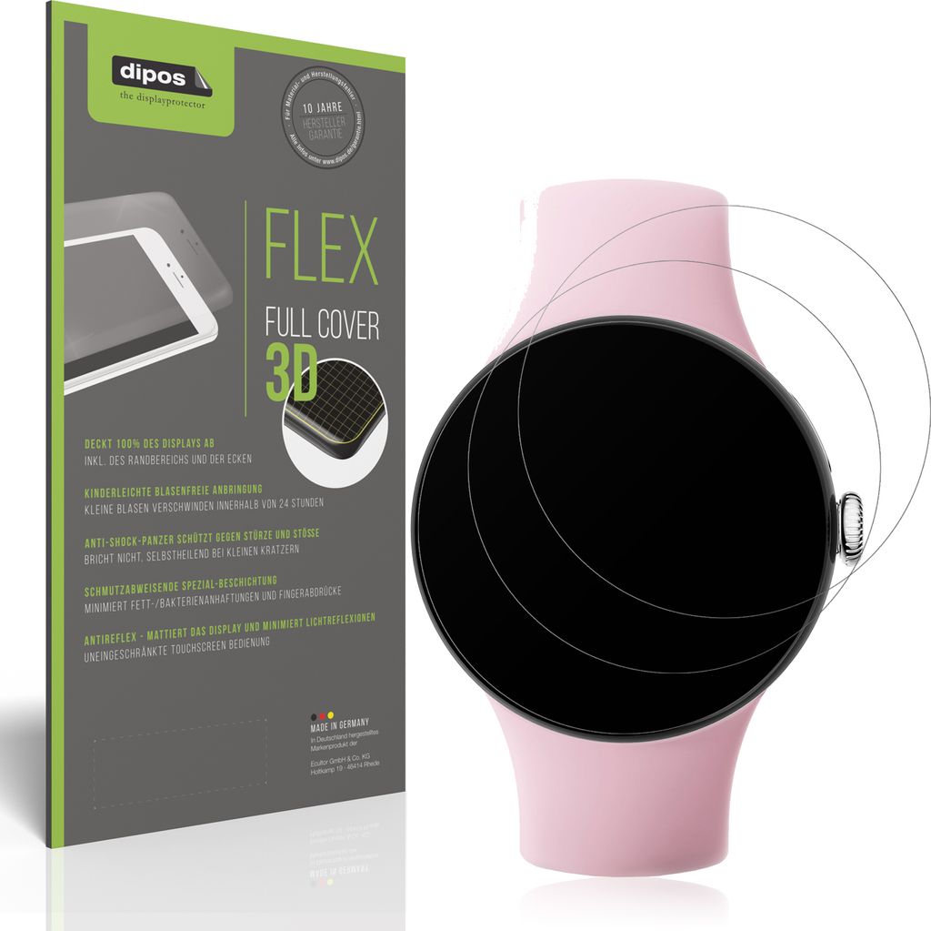2x Full Cover Schutzfolie matt für Google Pixel Watch 3 Produktbild 